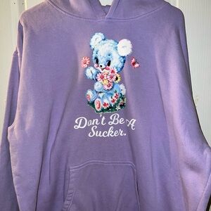 Purple Hoodie with Bear Graphic